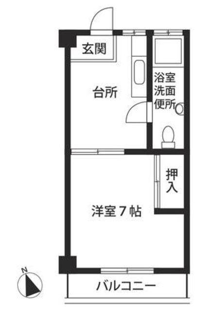 文蔵ハイツ(1DK/3階)の間取り写真