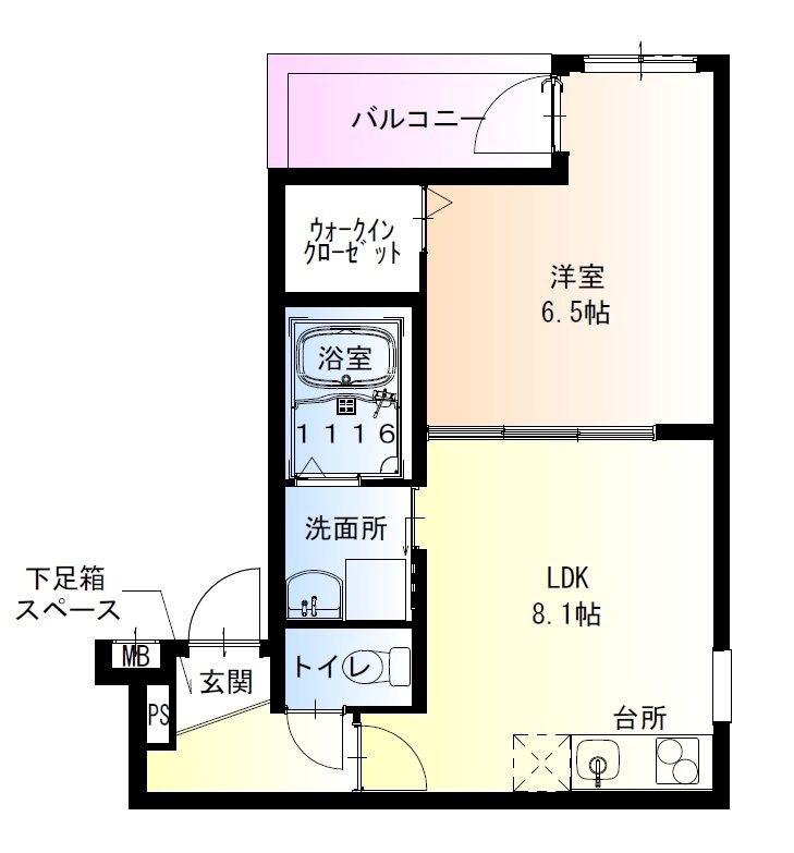 フジパレス西宮春風公園II番館(1LDK/1階)の間取り写真