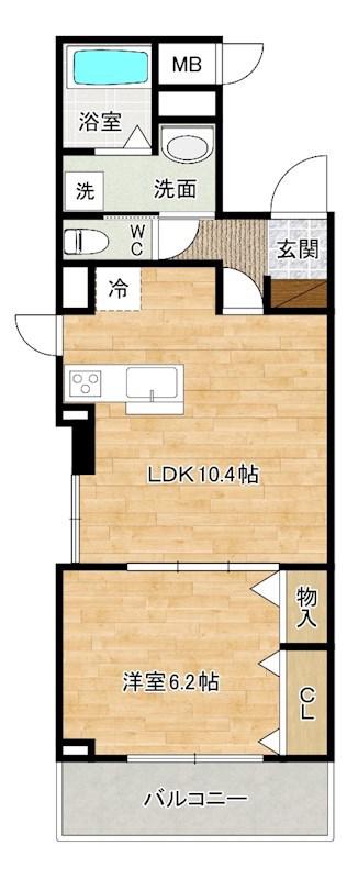 HILL SIDE(1LDK/2階)の間取り写真