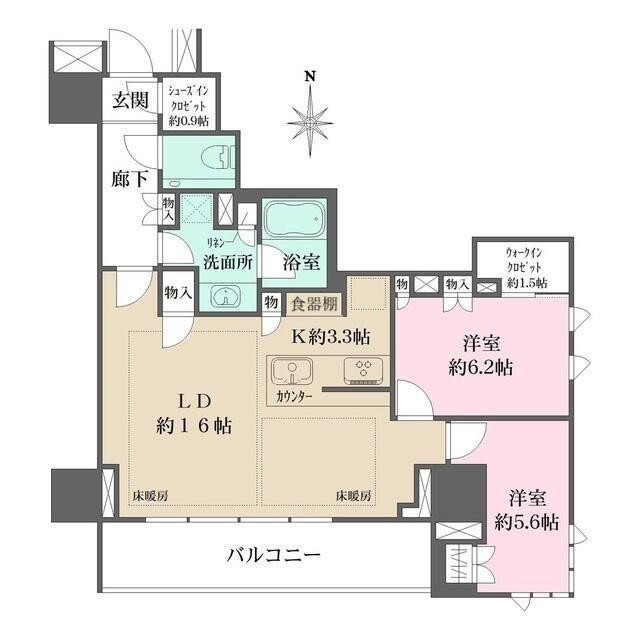 ザ・パークハウス三田タワー(2LDK/6階)の間取り写真