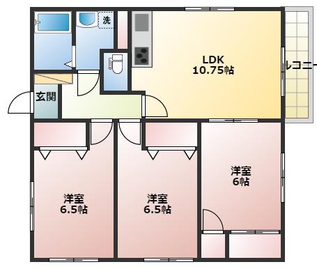シティハイツフローラ(3LDK/1階)の間取り写真