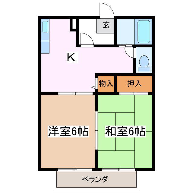 サンガーデン平林B(2DK/2階)の間取り写真