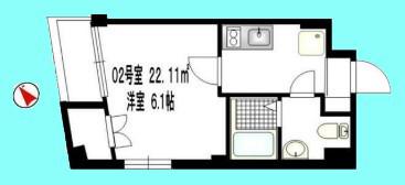 BCASA 蒲田(1K/1階)の間取り写真