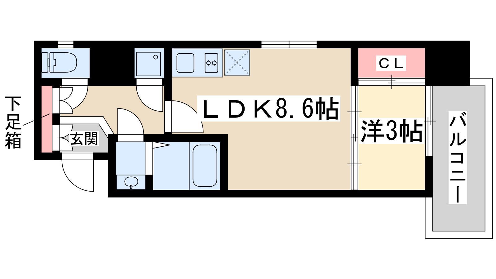 セレニテ新大阪(1LDK/12階)の間取り写真