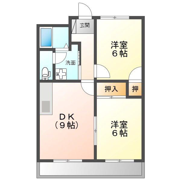 スカイライフ(2LDK/4階)の間取り写真