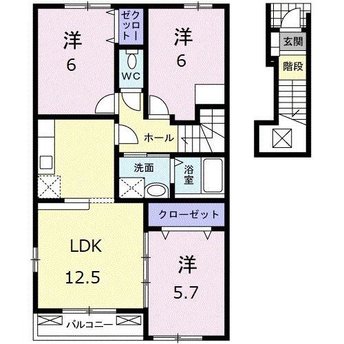 スワン KITAMURA D(3LDK/2階)の間取り写真