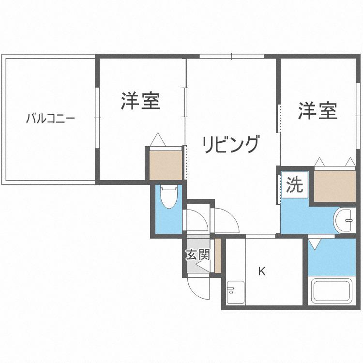 ブランシャール平岸(2LDK/1階)の間取り写真