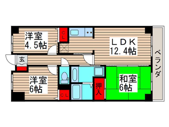 パストラル石井(3LDK/1階)の間取り写真