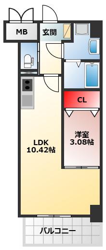 リアライズ堺宿院(1LDK/11階)の間取り写真