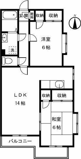 メゾンヴェール多摩(2LDK/1階)の間取り写真