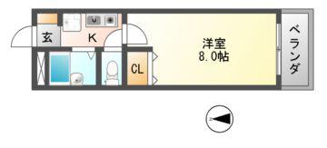 トレイズ(1K/3階)の間取り写真
