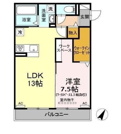ぴりか/ひより ひより(1LDK/3階)の間取り写真