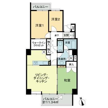 ダイアパレス水島町(3LDK/6階)の間取り写真