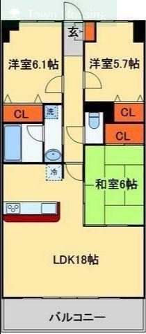 メルベーユ(3LDK/4階)の間取り写真
