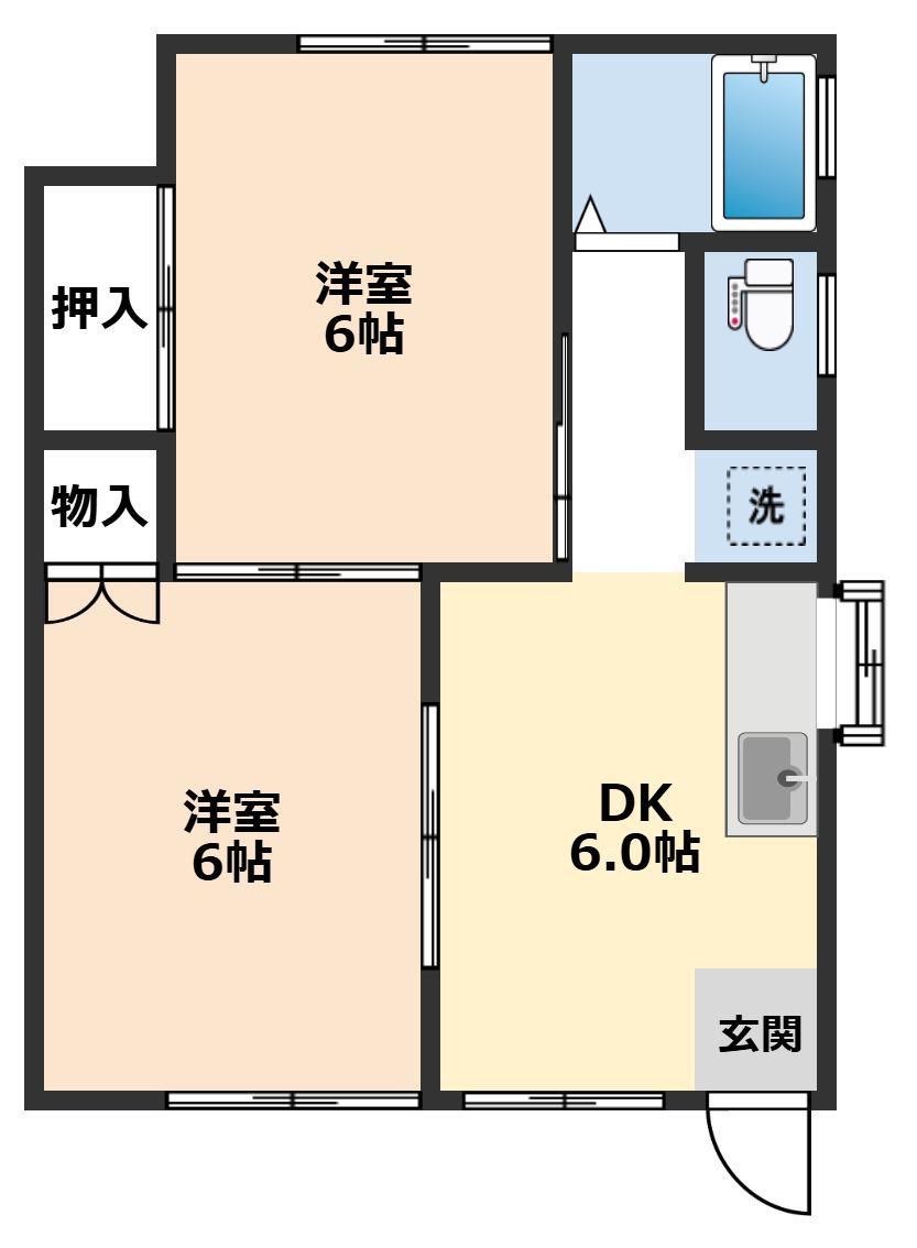 サンデンハイム(2DK/1階)の間取り写真