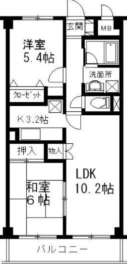 タカーラハーヴェスト弐番館(2LDK/1階)の間取り写真