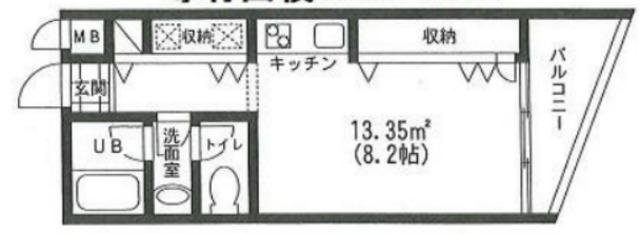 フラットフォー(1K/3階)の間取り写真