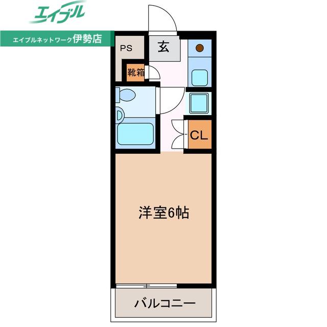 常磐レジデンス(1K/2階)の間取り写真