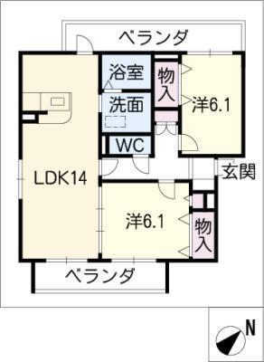 レジェンド葵(2LDK/2階)の間取り写真