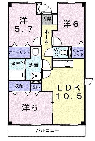 パークスクウェア湘南(3LDK/4階)の間取り写真