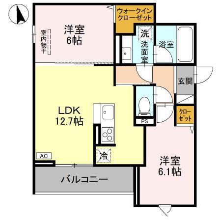 TORISIA新河岸(2LDK/2階)の間取り写真