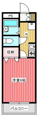 ISハウス(1K/2階)の間取り写真
