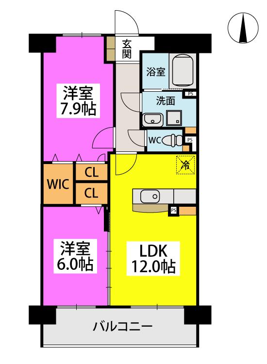 グラン リーオ(2LDK/5階)の間取り写真