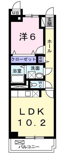 エスポワールつきみ野(1LDK/1階)の間取り写真