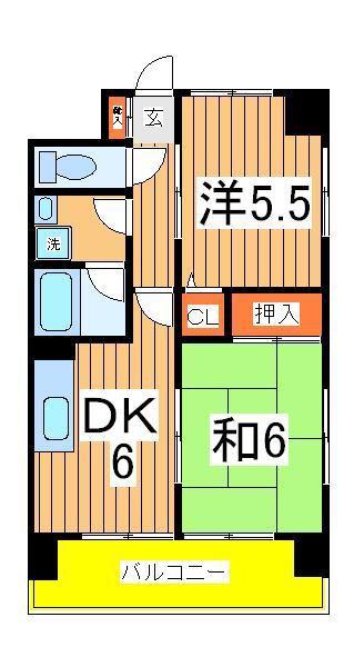 渡辺マンション(2DK/7階)の間取り写真