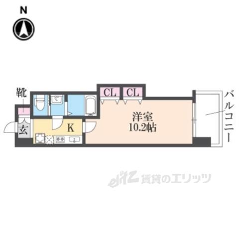 LUXE布施北2(1K/9階)の間取り写真