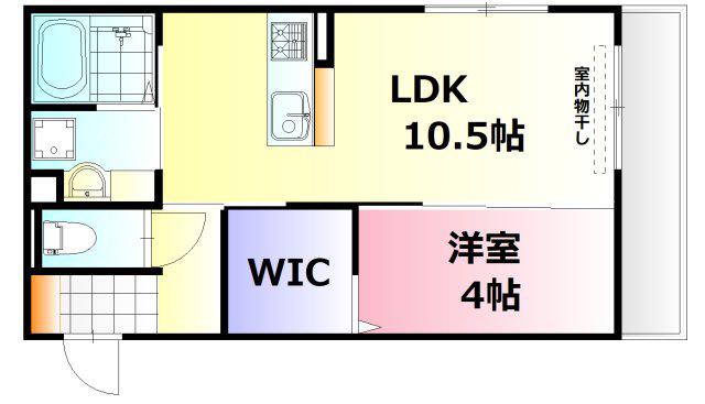 プレーゴ東雲本町(1LDK/1階)の間取り写真