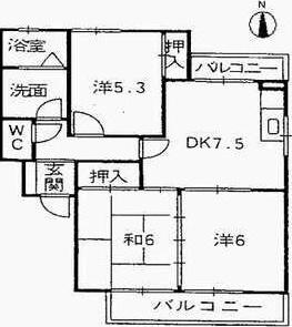 グリーンパーク藤塚(3DK/2階)の間取り写真