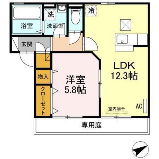 グロリア(1LDK/1階)の間取り写真
