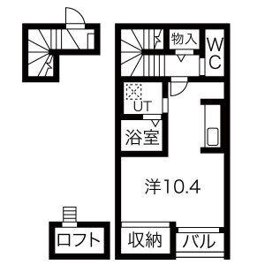 フェルトHANDEN(ワンルーム/2階)の間取り写真