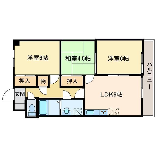 ファミール徳常(3LDK/6階)の間取り写真