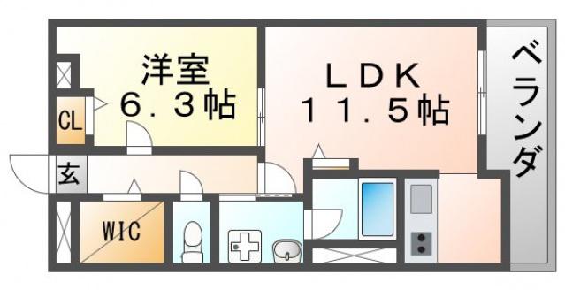 エフ レジデンス(1LDK/2階)の間取り写真