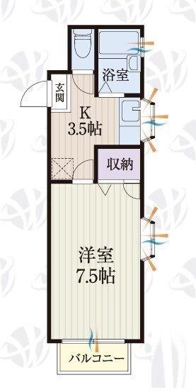 秦野市尾尻アパート(1K/1階)の間取り写真