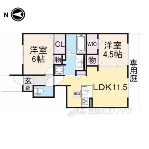 ヴェルドミール・ムツミ(2LDK/1階)の間取り写真