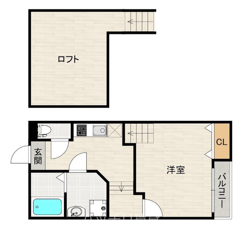 クレオ箱崎伍番館(1K/1階)の間取り写真