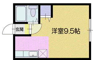 リラハイツ高台(1K/1階)の間取り写真