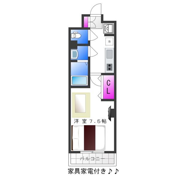 LUXE今里II(1K/4階)の間取り写真
