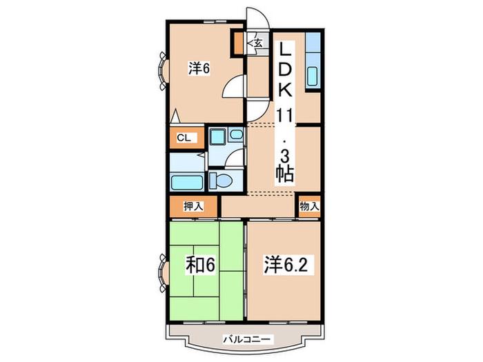マローネR(3LDK/3階)の間取り写真