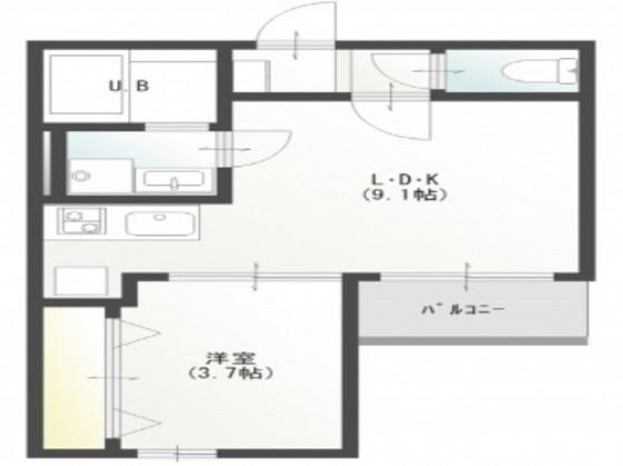 LIEN城内(1LDK/1階)の間取り写真