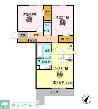 メゾン・ド・シャルマン(2LDK/1階)の間取り写真