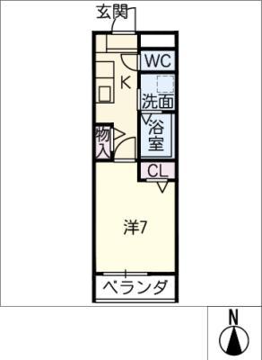 グランテラス伏屋(1K/3階)の間取り写真