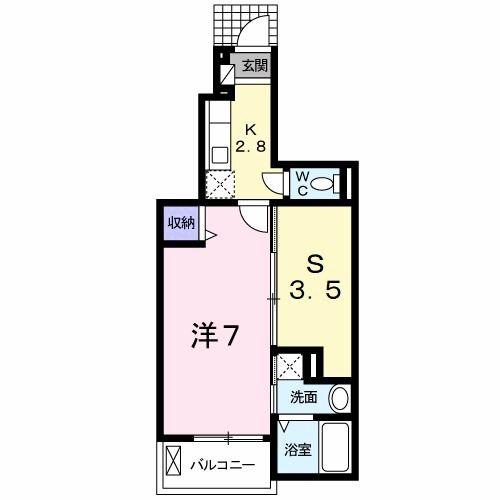 ラインハイム足立山D(1SK/1階)の間取り写真