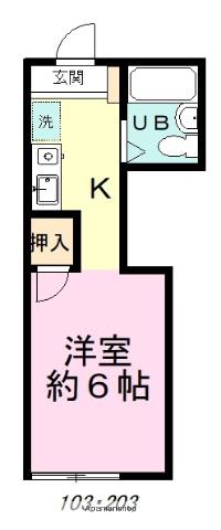 ヒルズ二和(ワンルーム/1階)の間取り写真