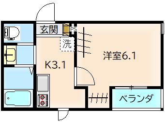 Nグランツ押切(1K/2階)の間取り写真