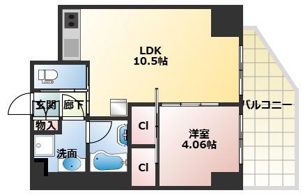 プレジオ永和EURO(1LDK/13階)の間取り写真