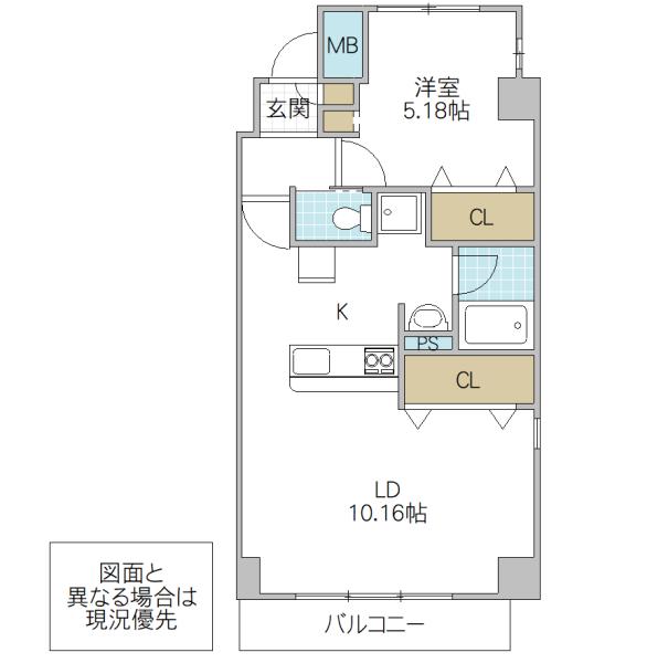 プロシード水戸 2(1LDK/4階)の間取り写真